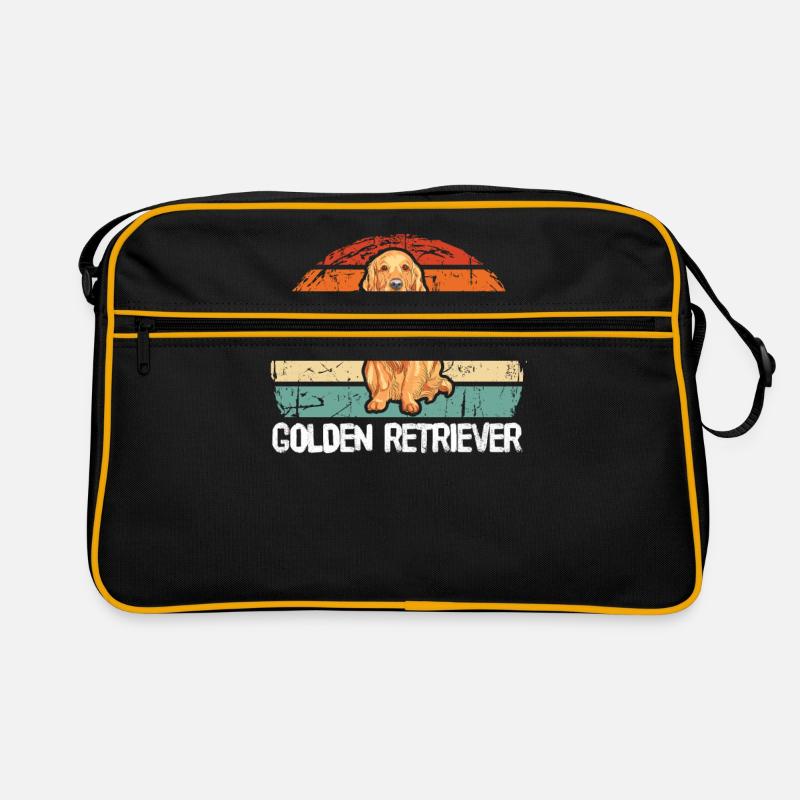 Golden Retriever - Retro Tasche - Schwarz/Gold