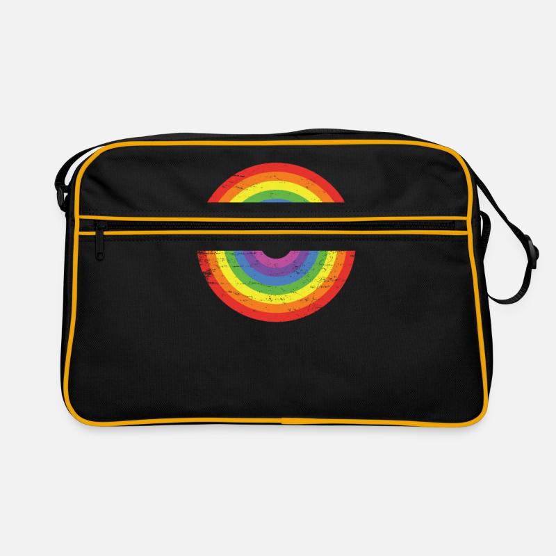 Regenbogen - Retro Tasche - Schwarz/Gold