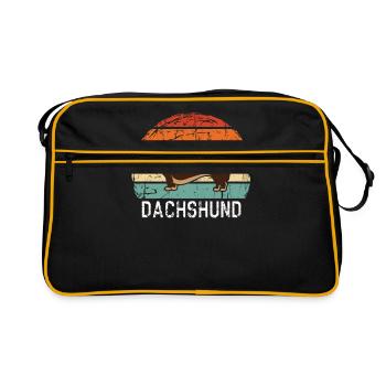 Dackel Dachshund - Retro Tasche - Schwarz/Gold - Vorne