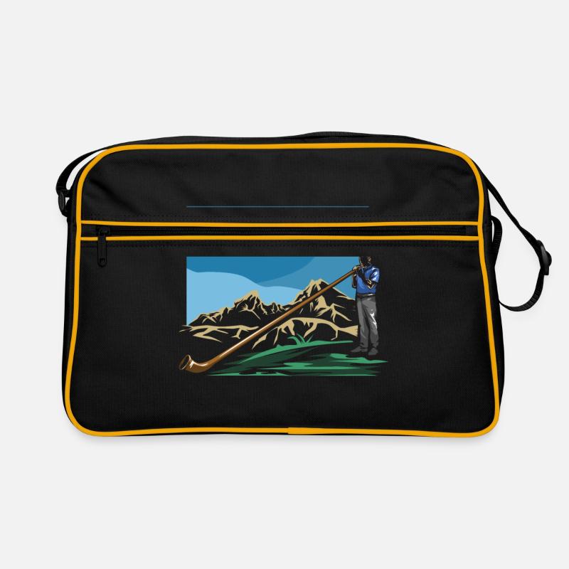 Alphorn - Retro Tasche - Schwarz/Gold