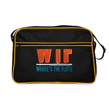 Flöte - Retro Tasche - Schwarz/Gold - Vorne