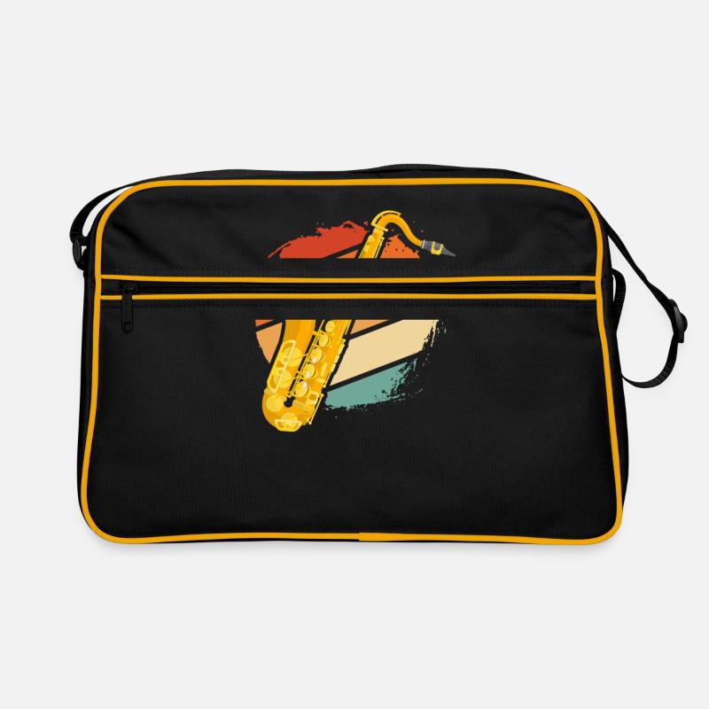 Saxophon - Retro Tasche - Schwarz/Gold