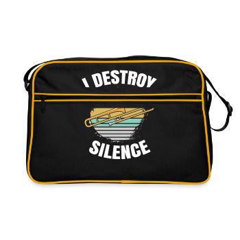 Trombone trombone music instrument shirt for trombone - Retro Bag - black/gold - Front