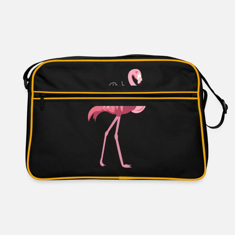 Flamingo - Retro Tasche - Schwarz/Gold
