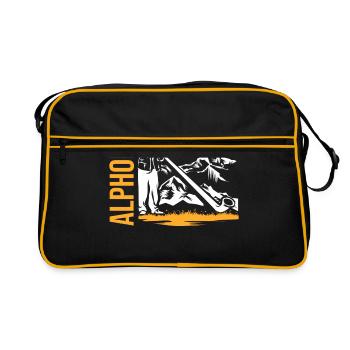 Alphorn Alpen - Retro Tasche - Schwarz/Gold - Vorne