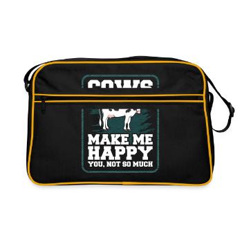 Kuh Liebhaber Kuh Bauer Geschenkidee - Retro Tasche - Schwarz/Gold - Vorne