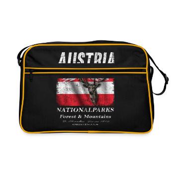 Austria Hirsch Autriche Fahne Geschenk - Sac Retro - noir/or - Devant