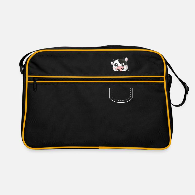 Kuh - Retro Tasche - Schwarz/Gold