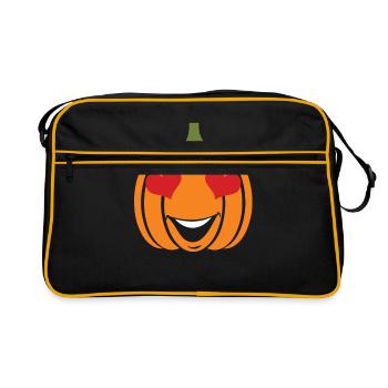 Citrouille Emoji Heart Eyes Face Produit d'Halloween - Sac Retro - noir/or - Devant