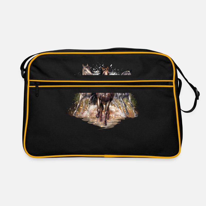 Pferd - Retro Tasche - Schwarz/Gold