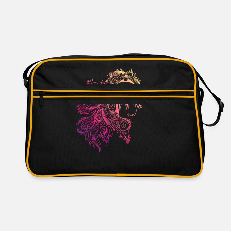 Pferd - Retro Tasche - Schwarz/Gold