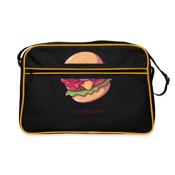 Idée de cadeau de nourriture préférée de cheeseburger - Sac Retro - noir/or - Devant