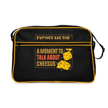 Milchkäse Lebensmittel Geschenkidee - Retro Tasche - Schwarz/Gold - Vorne
