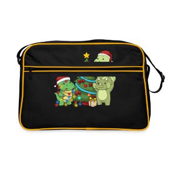 Chemise Dinosaure Enfants Brachiosaure de Noël - Sac Retro - noir/or - Devant