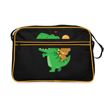 Dinosaurier Geschenkidee Dino Liebhaber - Retro Tasche - Schwarz/Gold - Vorne