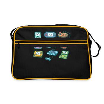 Computer Gaming Gamer Gift Zocken - Retro Bag - black/gold - Front