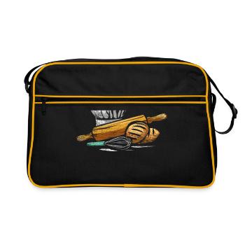 Bäcker Backen - Retro Tasche - Schwarz/Gold - Vorne