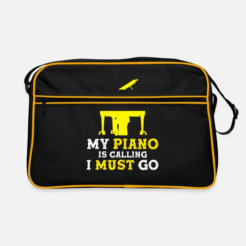 Piano Klavier - Retro Tasche - Schwarz/Gold