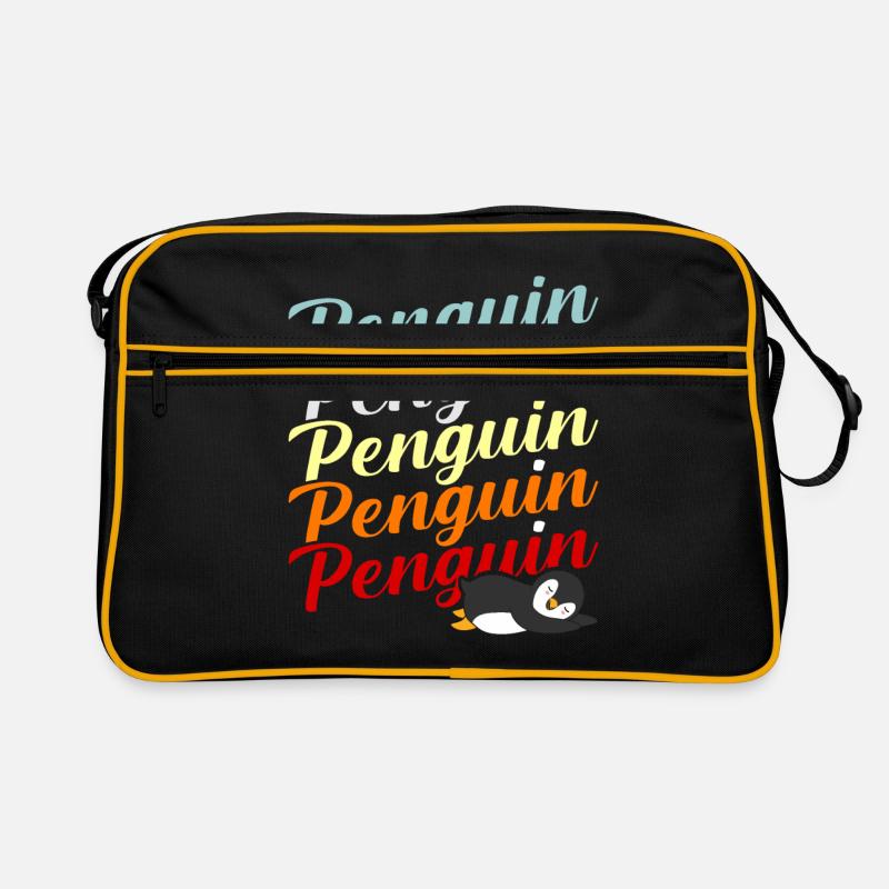 Pinguin - Retro Tasche - Schwarz/Gold