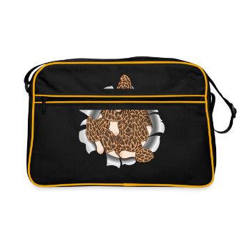 morille champignon chasseur champignons mycologie champignon - Sac Retro - noir/or - Devant