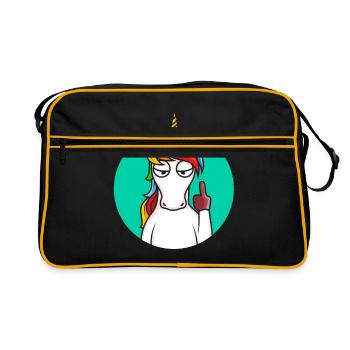 Bad Attitude Unicorn-funny gift for adults who - Retro Bag - black/gold - Front