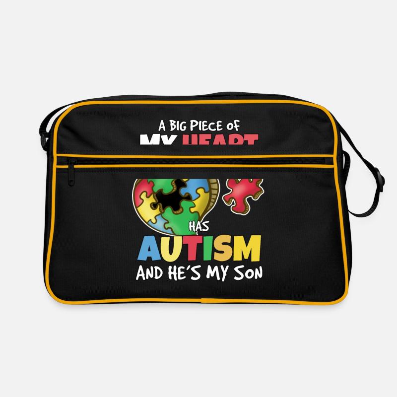 Autismus Sohn - Retro Tasche - Schwarz/Gold