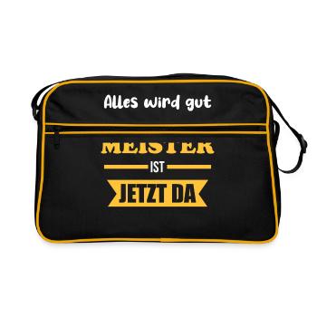 Alles wird gut der Meister ist jetzt da | Handwerk - Retro Tasche - Schwarz/Gold - Vorne
