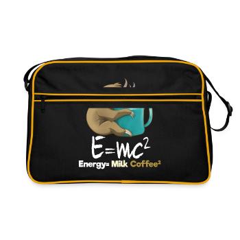 Faultier Kaffee Geschenk - Retro Tasche - Schwarz/Gold - Vorne