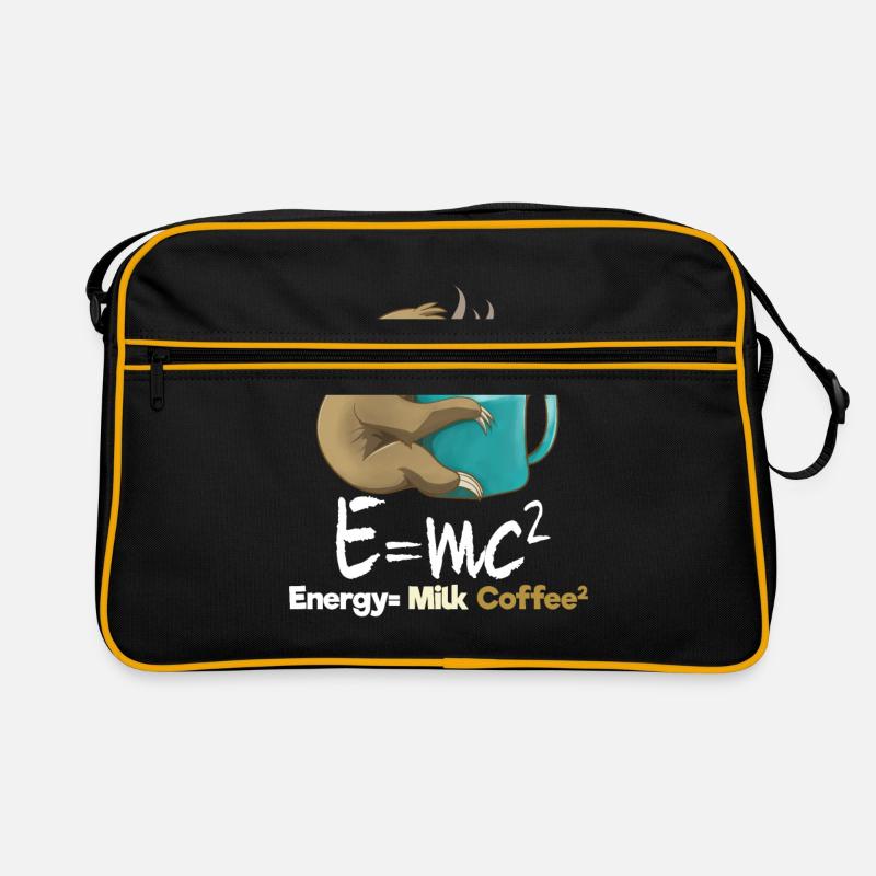 Faultier Kaffee Geschenk - Retro Tasche - Schwarz/Gold