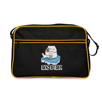 Eisbier Eisbär Bier Geschenk - Retro Tasche - Schwarz/Gold - Vorne