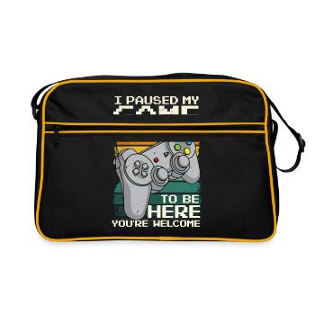 I Paused My Game To Be Here - Retro Bag - black/gold - Front