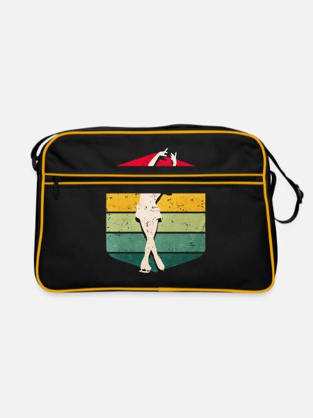 Eiskunstlauf - Retro Tasche - Schwarz/Gold - Vorne