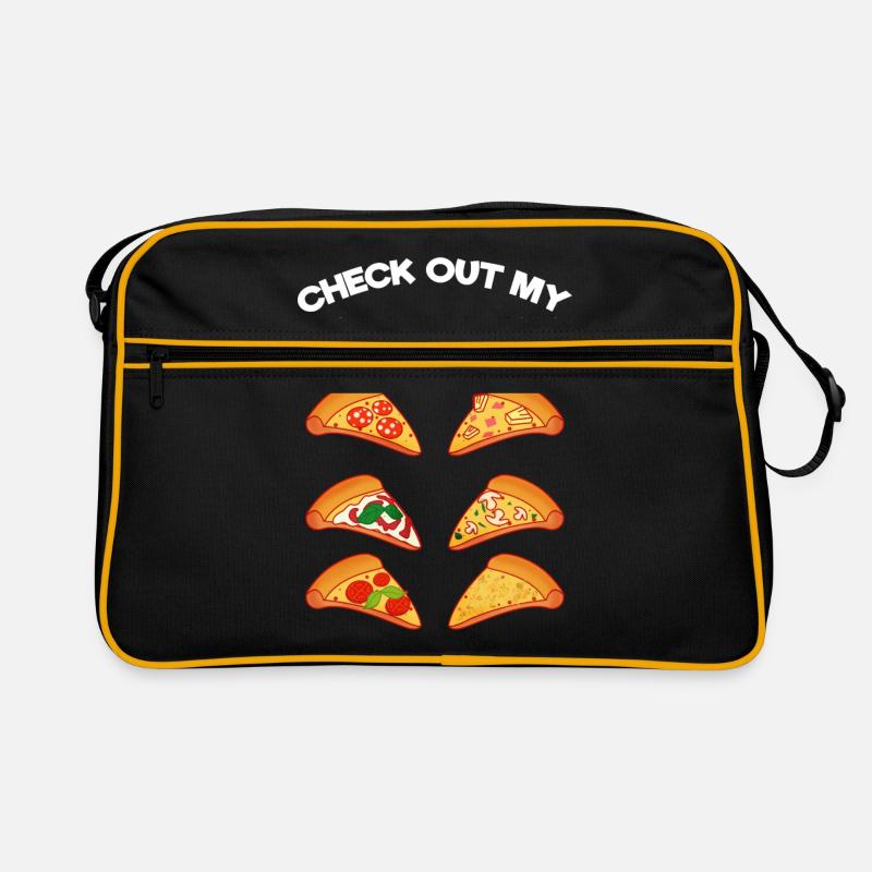 Pizza - Retro Tasche - Schwarz/Gold