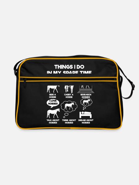 Pferd - Retro Tasche - Schwarz/Gold - Vorne