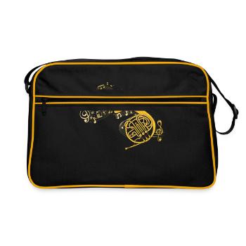 French Horn Music Big Band French Horn Brass Band - Retro Bag - black/gold - Front