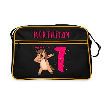 1st birthday - Retro Bag - black/gold - Front