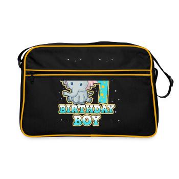 1st birthday - Retro Bag - black/gold - Front