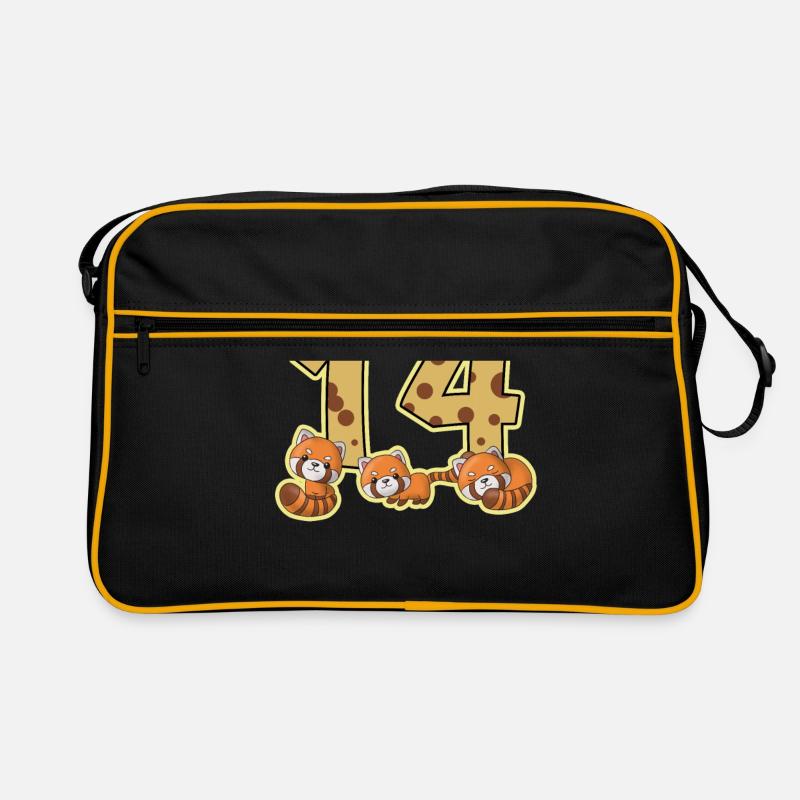 14 Geburtstag Roter Panda - Retro Tasche - Schwarz/Gold
