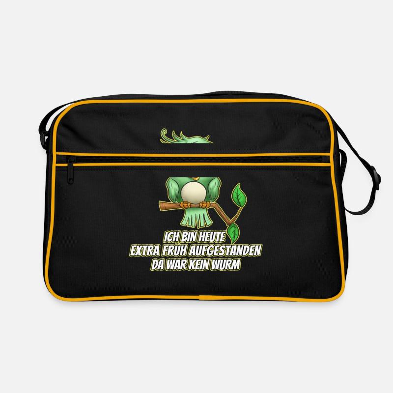 Früher Vogel Wurm Aufstehen schlafen - Retro Tasche - Schwarz/Gold