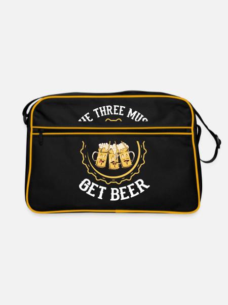 Drei Bier - Retro Tasche - Schwarz/Gold - Vorne