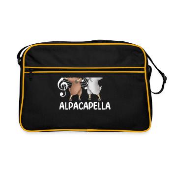 Alpaka - Retro Tasche - Schwarz/Gold - Vorne
