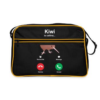 Cadeau d’appel d’oiseau kiwi - Sac Retro - noir/or - Devant