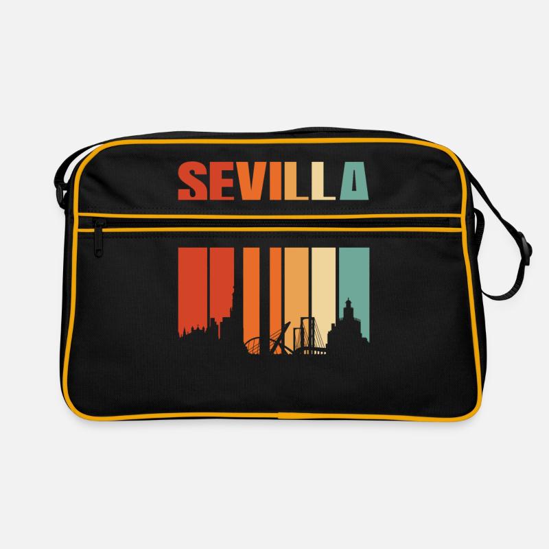 Spanische Städte Sevilla Geschenk - Retro Tasche - Schwarz/Gold