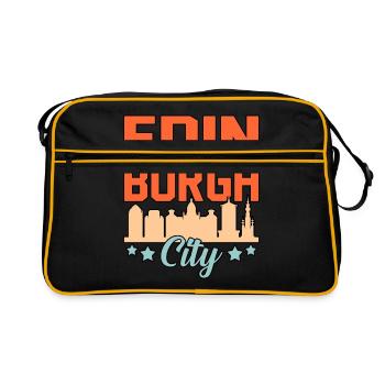 Edinburgh City Castle Geschenk - Retro Tasche - Schwarz/Gold - Vorne