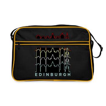 Schottland Edinburgh Castle Geschenk - Retro Tasche - Schwarz/Gold - Vorne