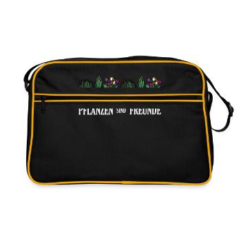 Pflanzen sind Freunde Garten - Retro Tasche - Schwarz/Gold - Vorne