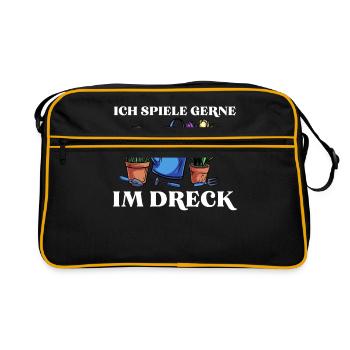 Ich Spiele Gerne Im Dreck - Retro Tasche - Schwarz/Gold - Vorne