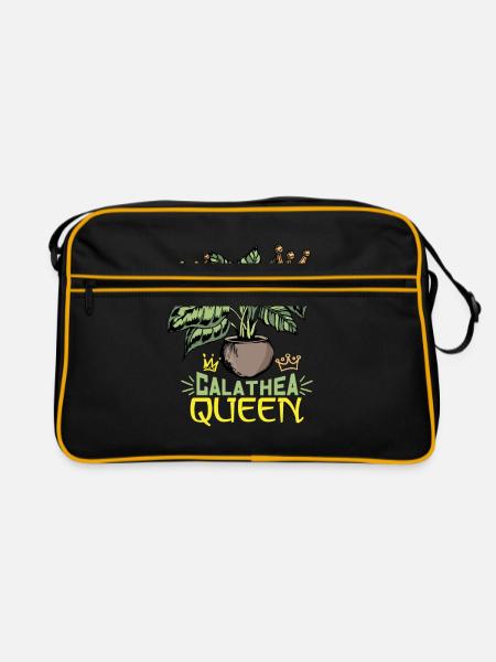 Calathea Plant Florist Flowers Asteraceans - Retro Bag - black/gold - Front