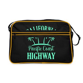 Don de l’autoroute de la côte pacifique de la Californie - Sac Retro - noir/or - Devant
