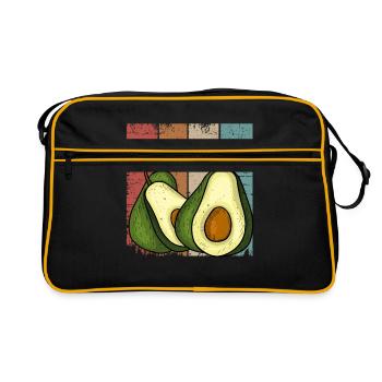 Avocado Geschenk Smoothie Vegan Vegetarier Avocado - Retro Tasche - Schwarz/Gold - Vorne
